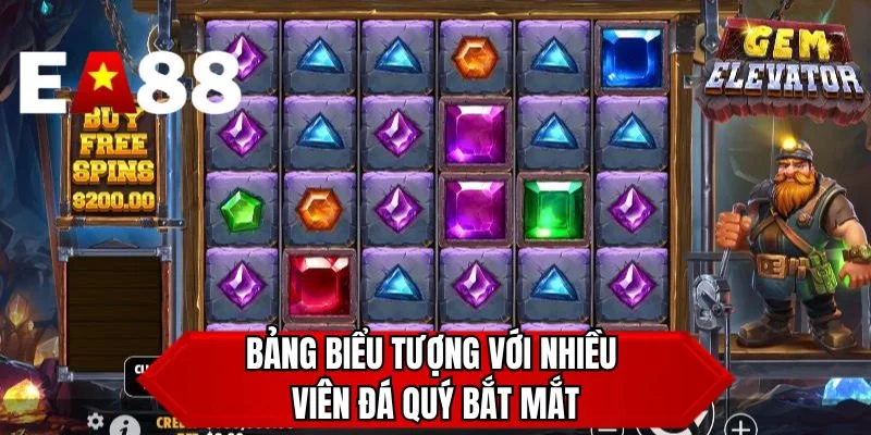 Bảng biểu tượng với nhiều viên đá quý bắt mắt 